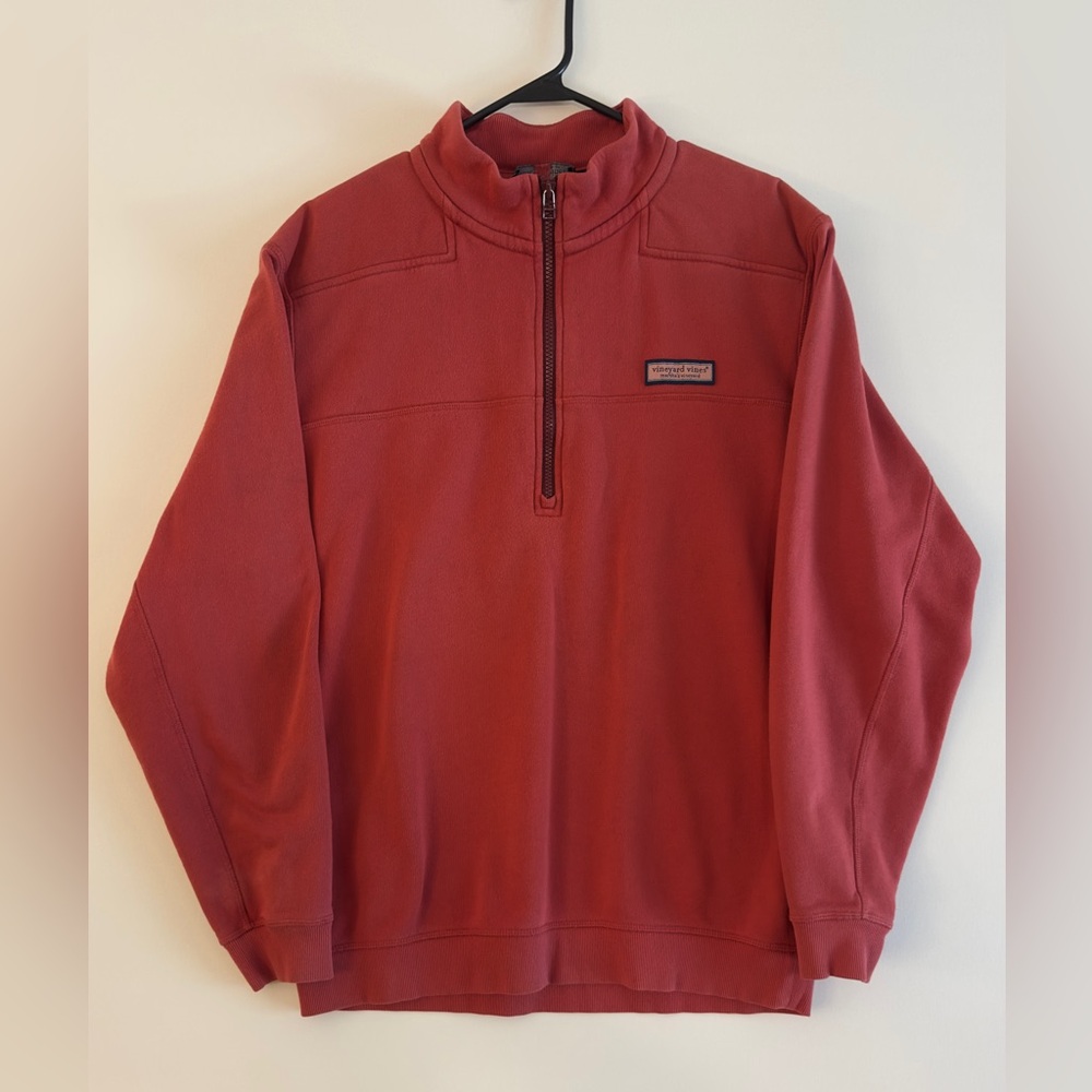 Vineyard Vines Red Coral Quarter-Zip Pullover Large Fleece Men’s